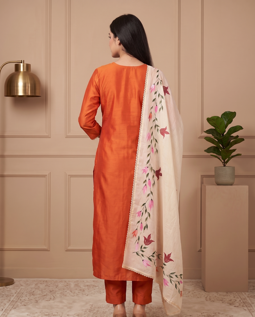 Sunset Bloom  Hand-paint kurta set (Unstitched)