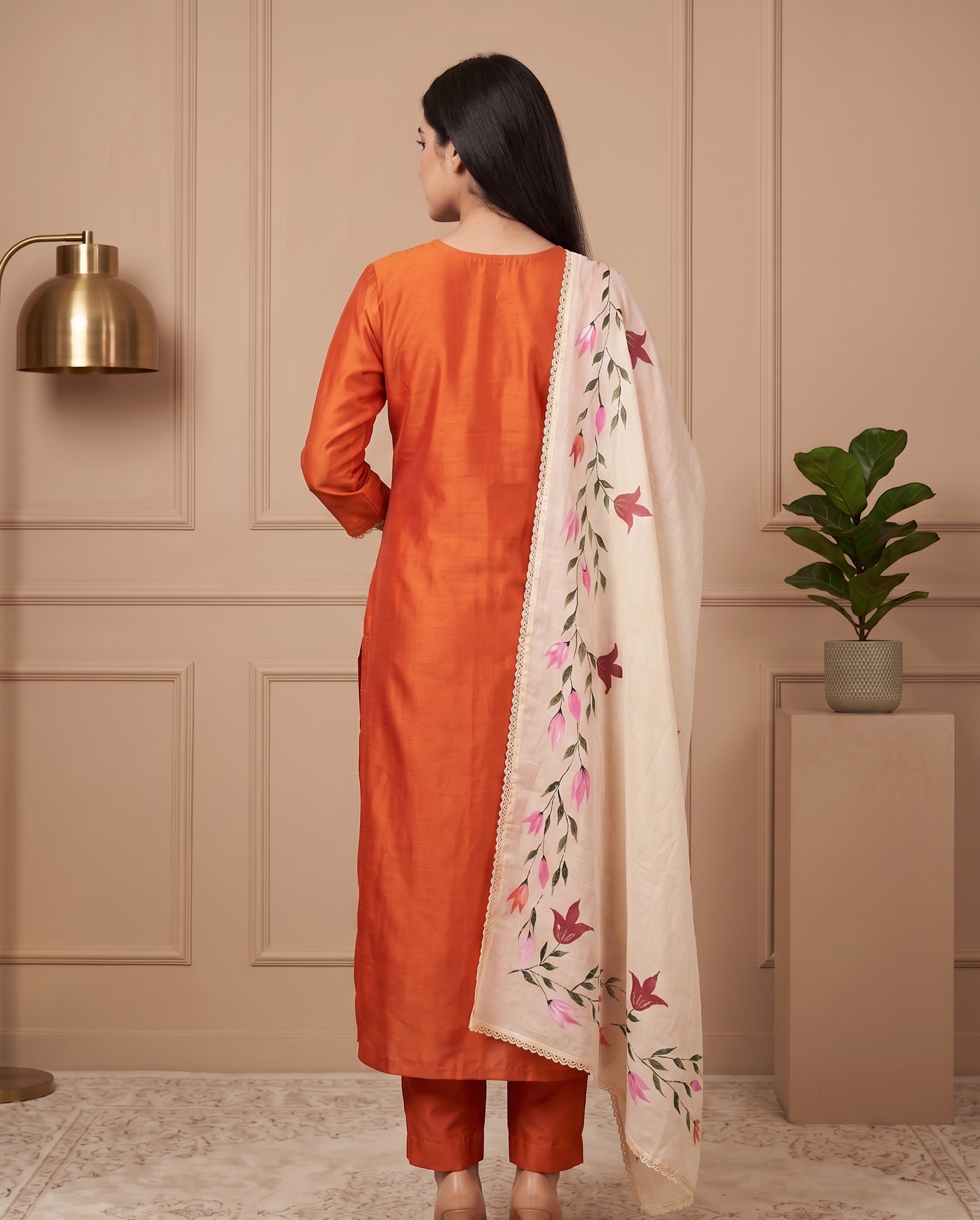 Sunset Bloom  Hand-paint kurta set (Unstitched)