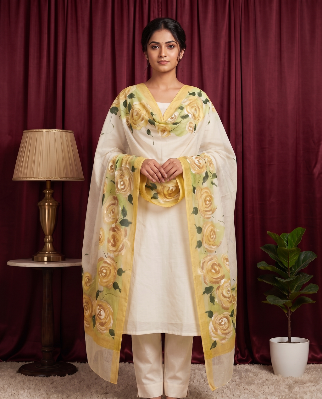 Sunflower Whisper hand painted Dupatta