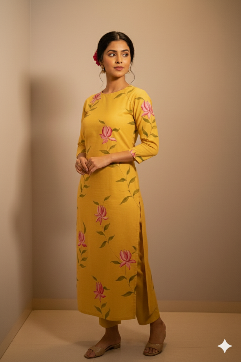 Cotton Yellow Kurti