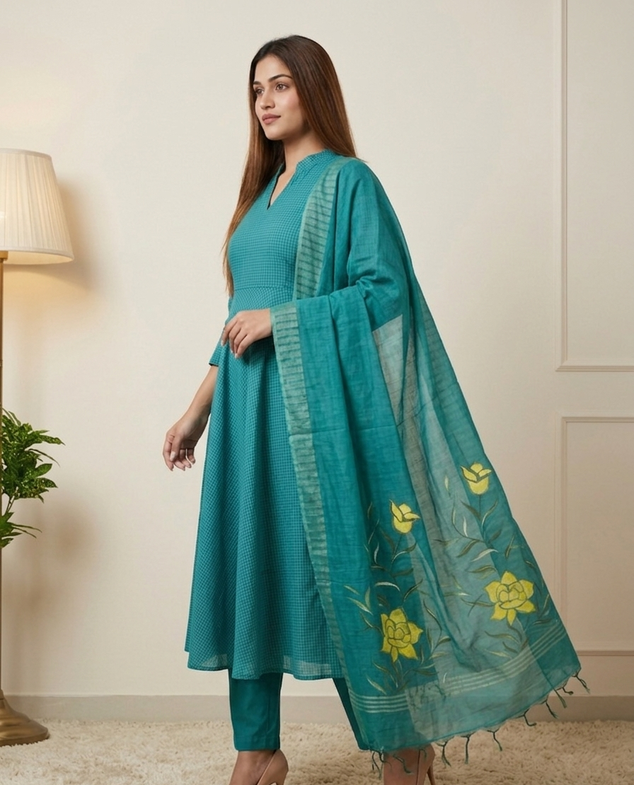Aqua Peacock -(Unstitched Suit)