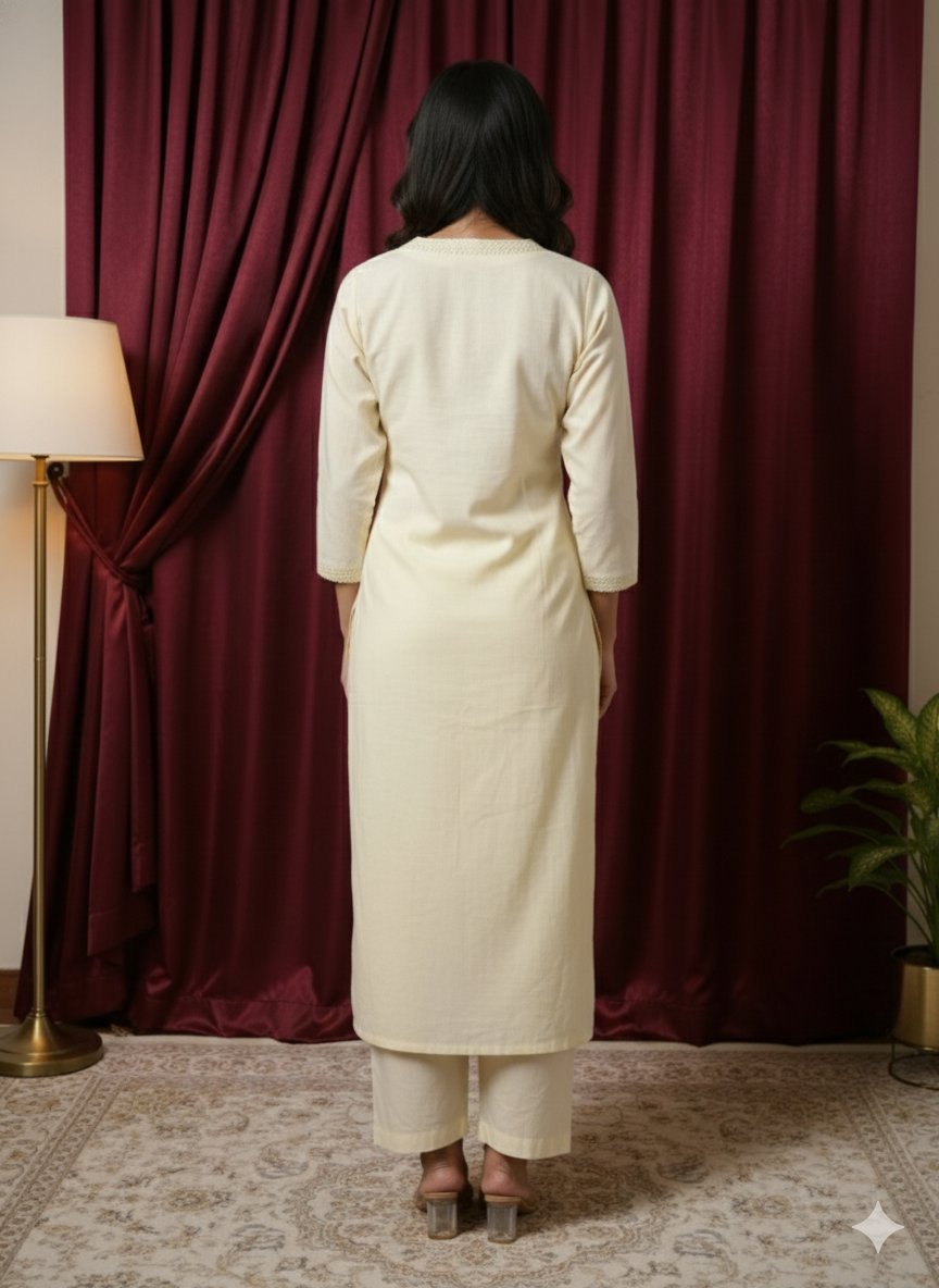Classic Cream cotton Kurta