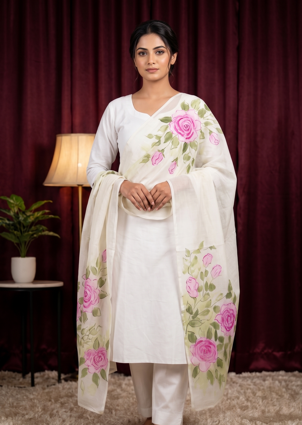 Ivory Rose Elegance Dupatta