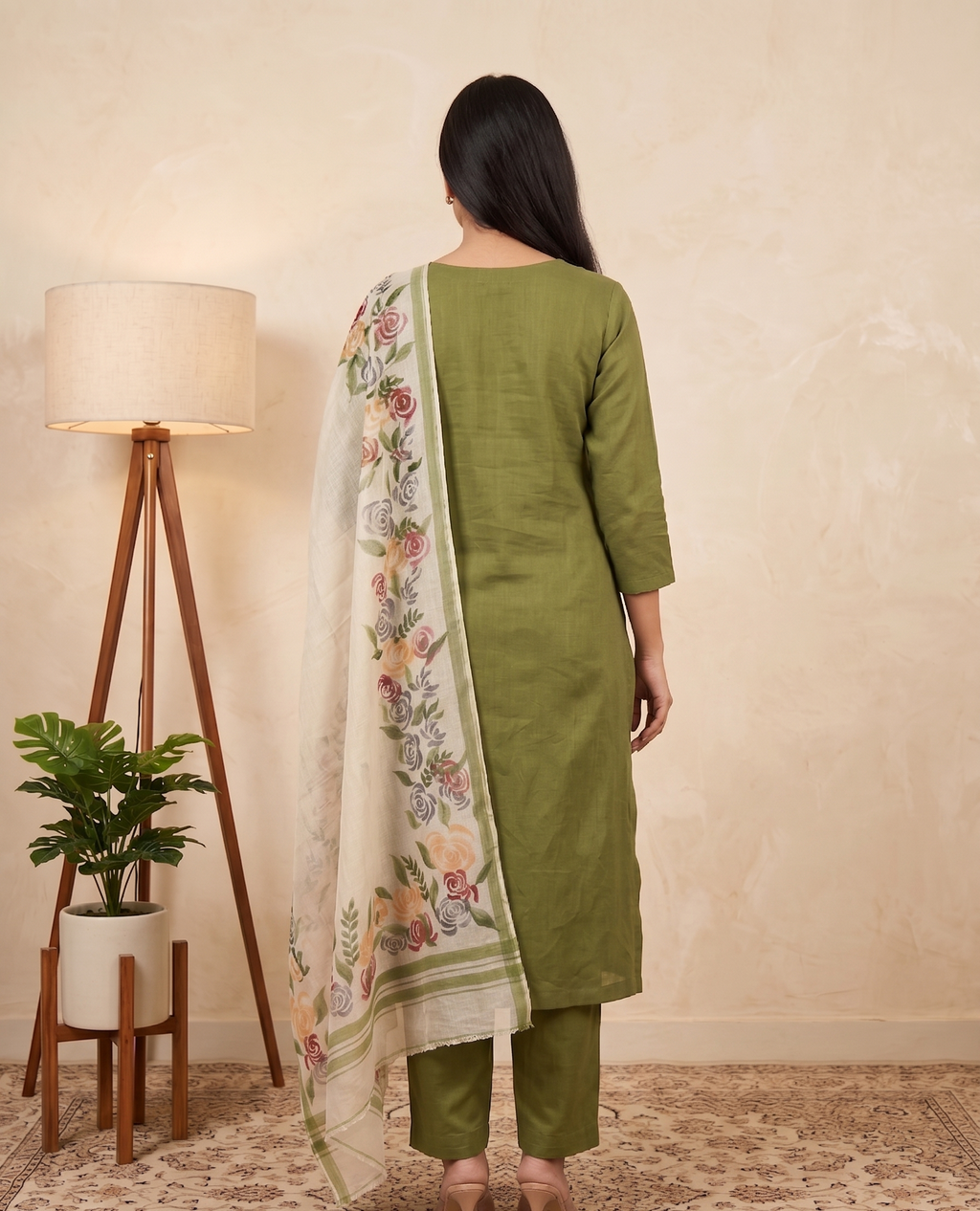 Misty Garden Hand-paint kurta set (Unstitched)