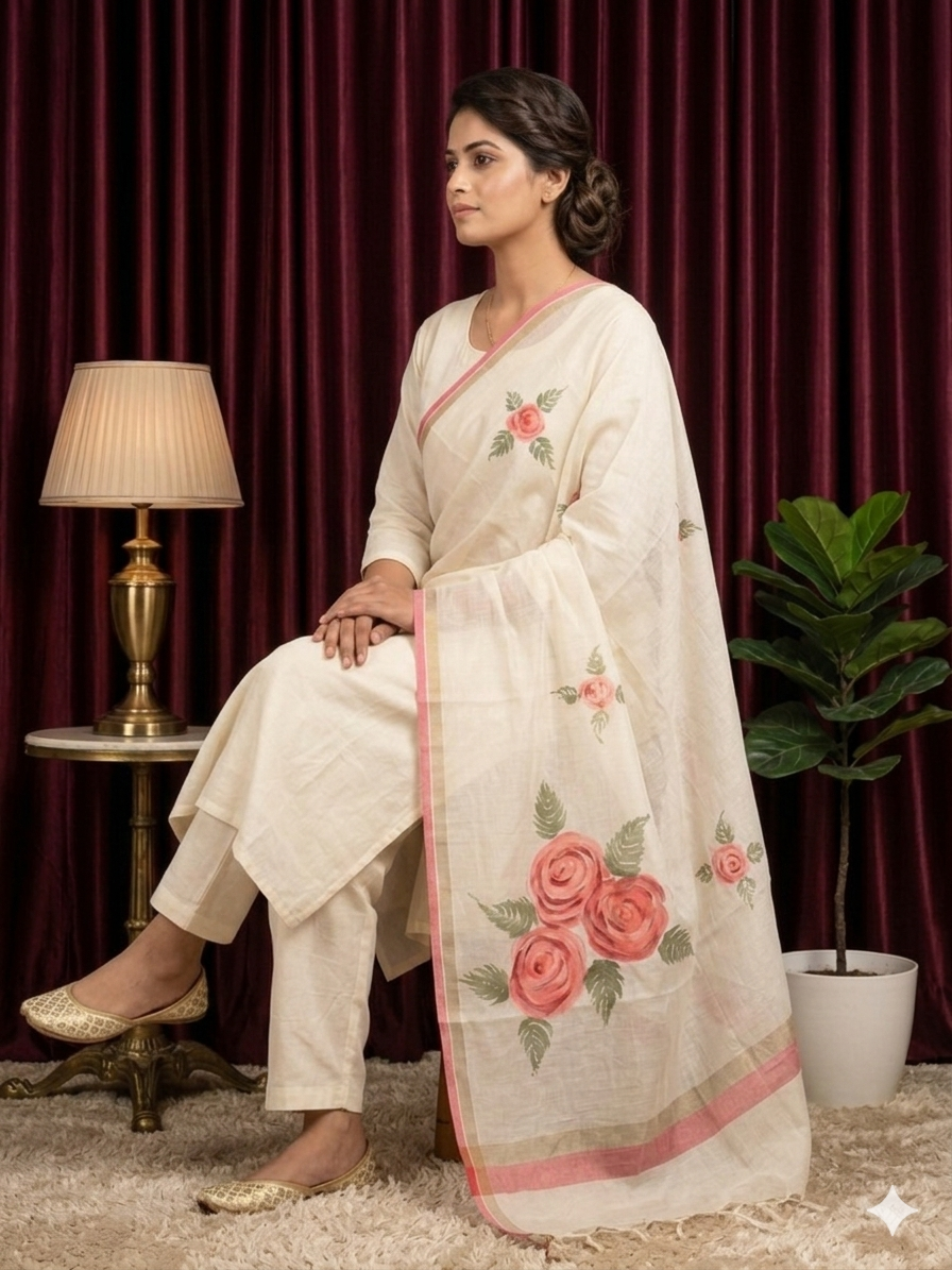Rose Petal Cotton Dupatta