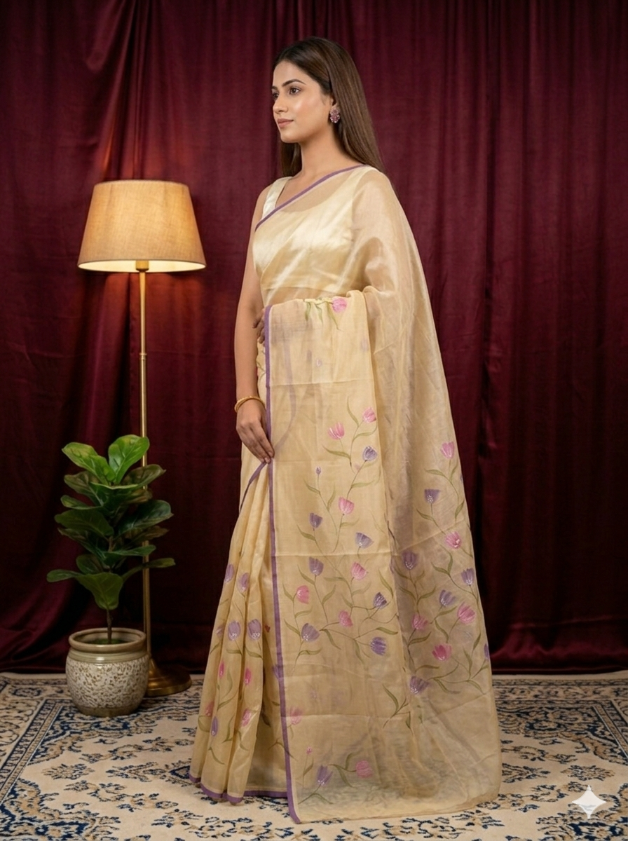 Sand Dune Elegance – Beige Kota Saree