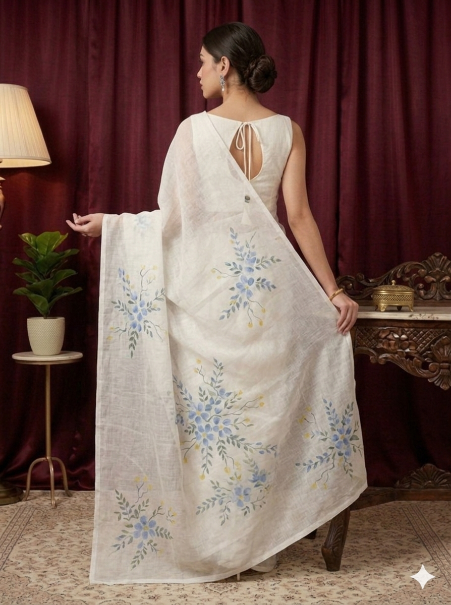 Pearl Grace – White Kota Saree