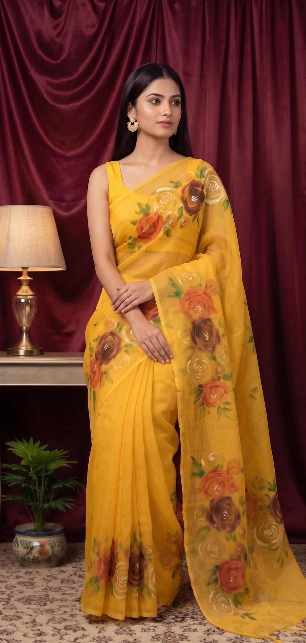 Ambar Yellow Kota Saree