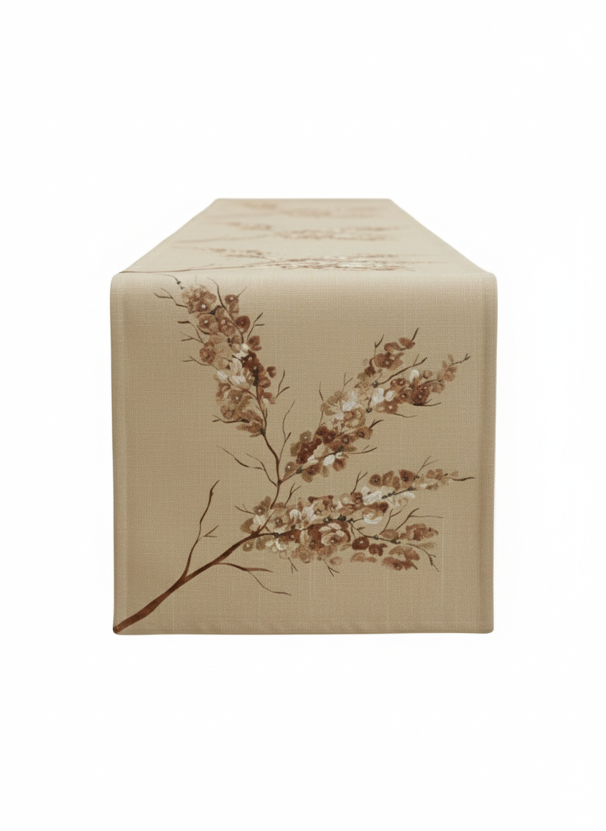 Beige Design Hand-Painted Table Runner