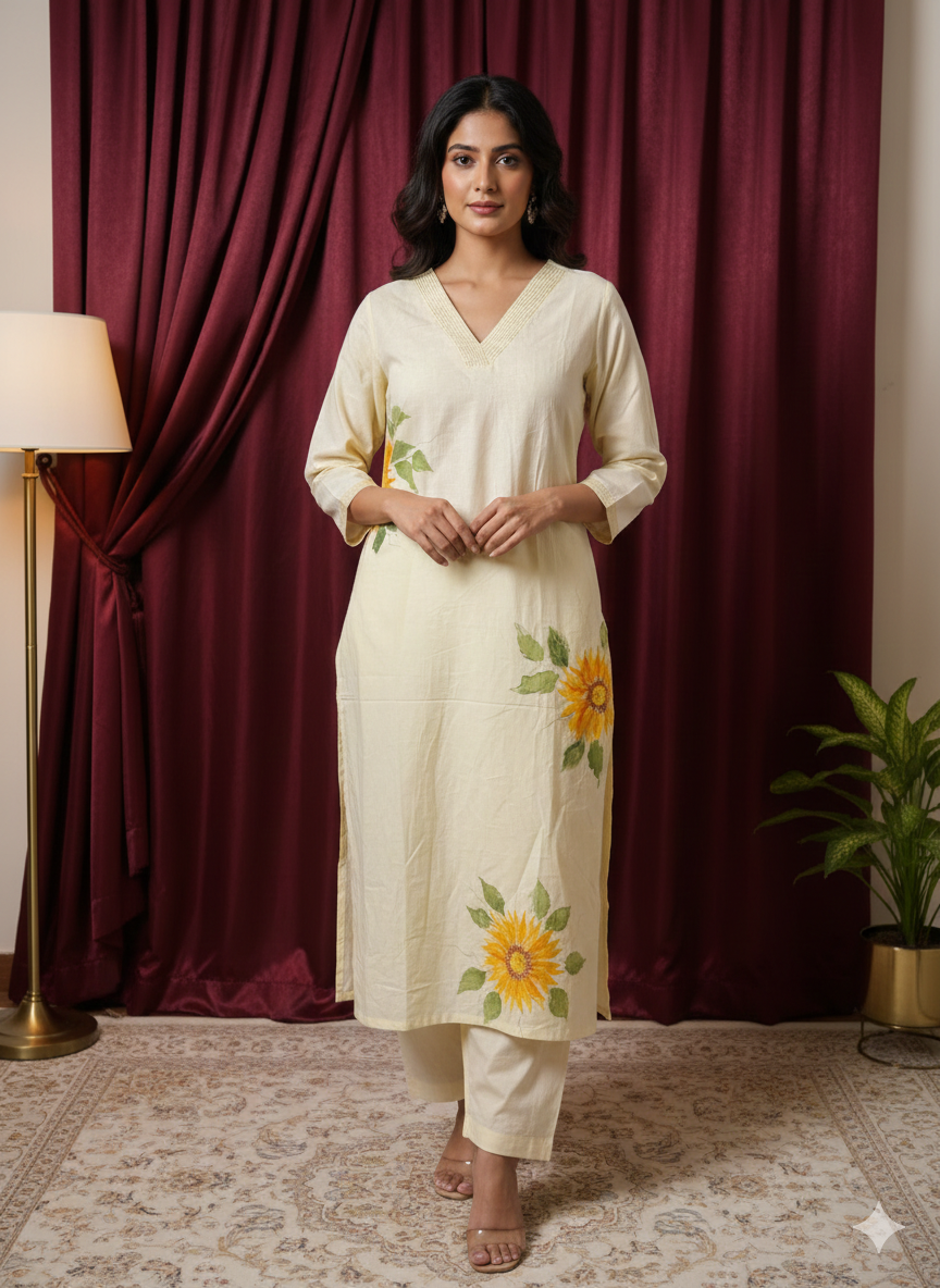 Classic Cream cotton Kurta