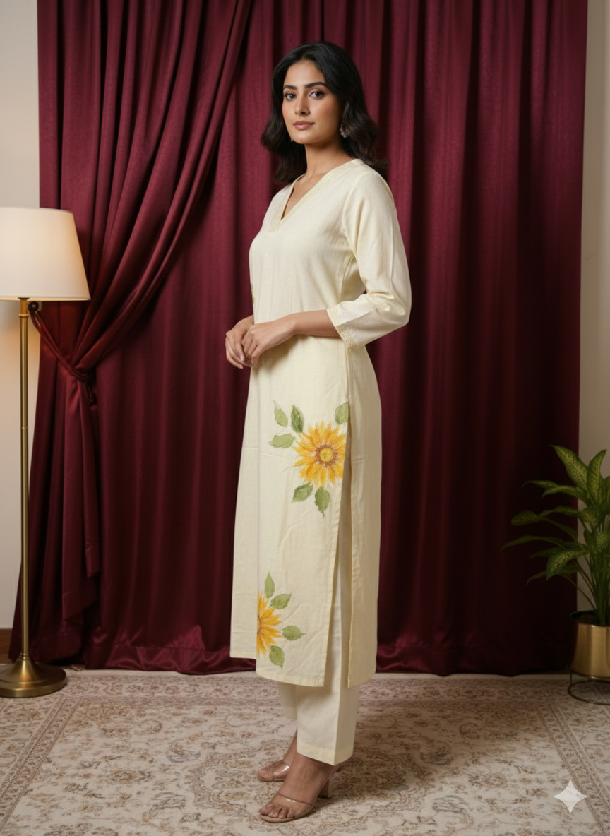 Classic Cream cotton Kurta