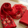 Red Royale Hand-paint kurta set ( Unstitched )