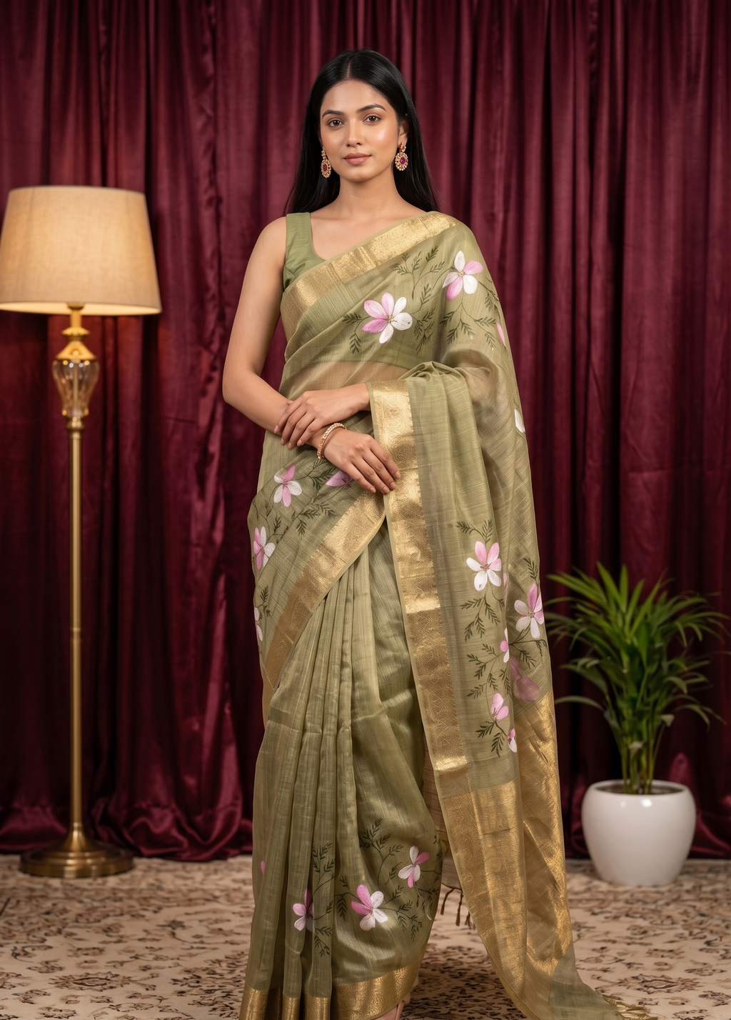 Olive Petal Elegance kota saree