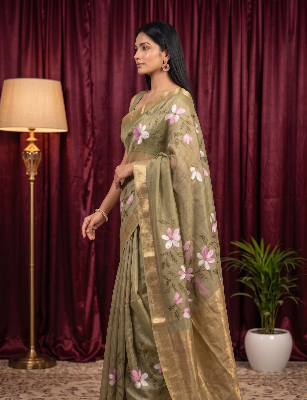 Olive Petal Elegance kota saree
