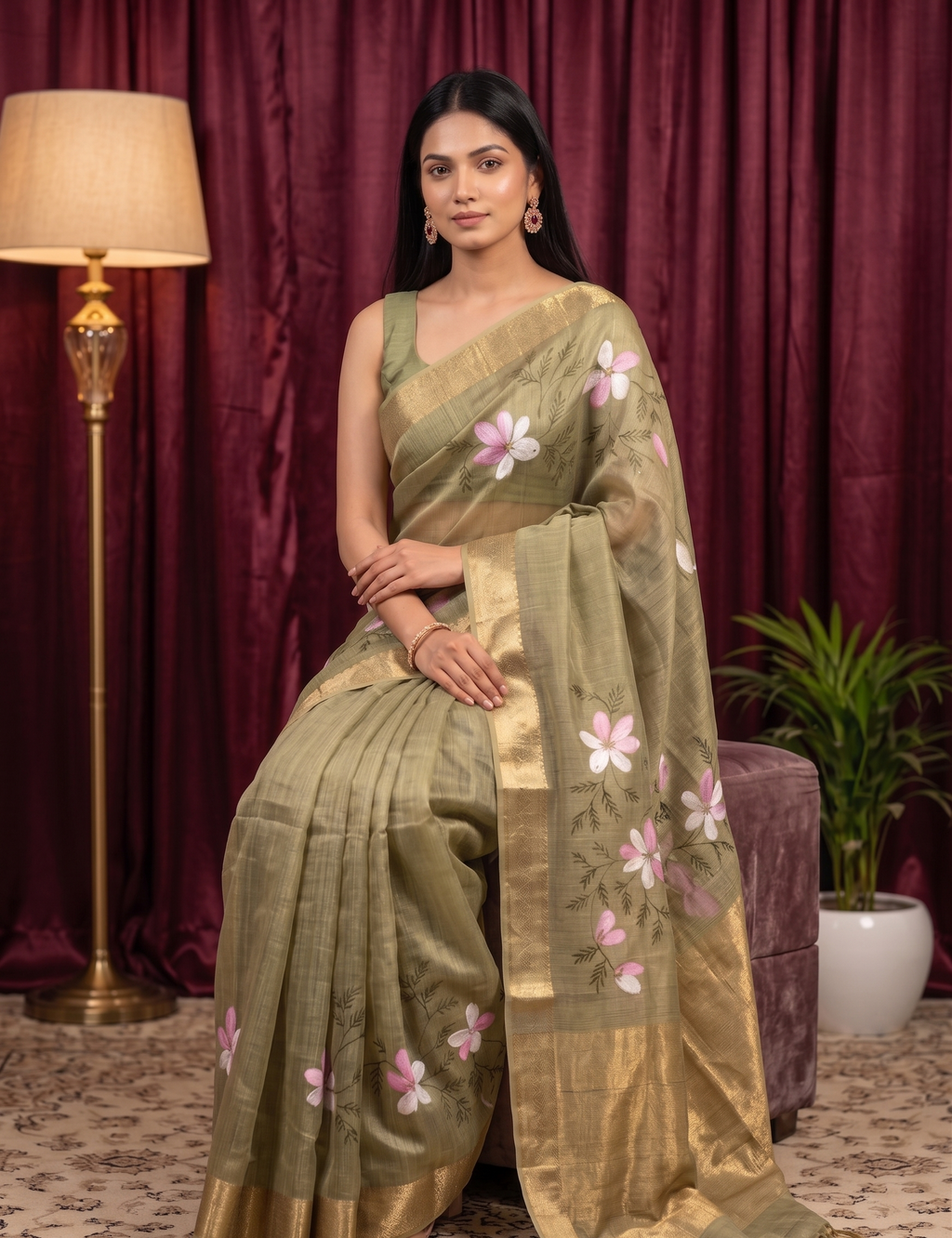 Olive Petal Elegance kota saree