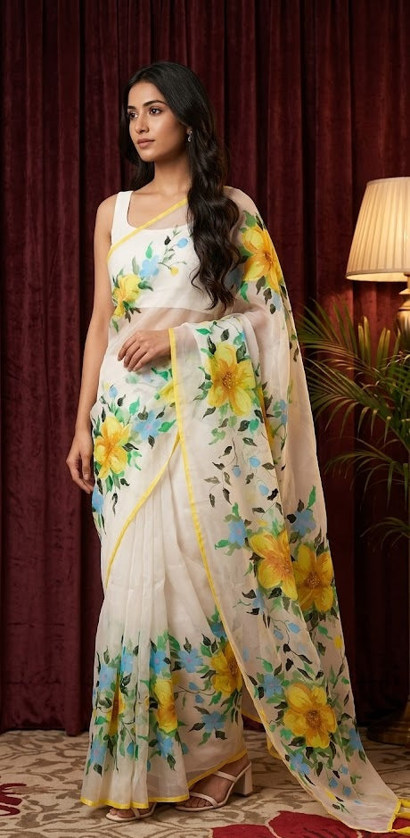 Pastel Floral Georgette Saree