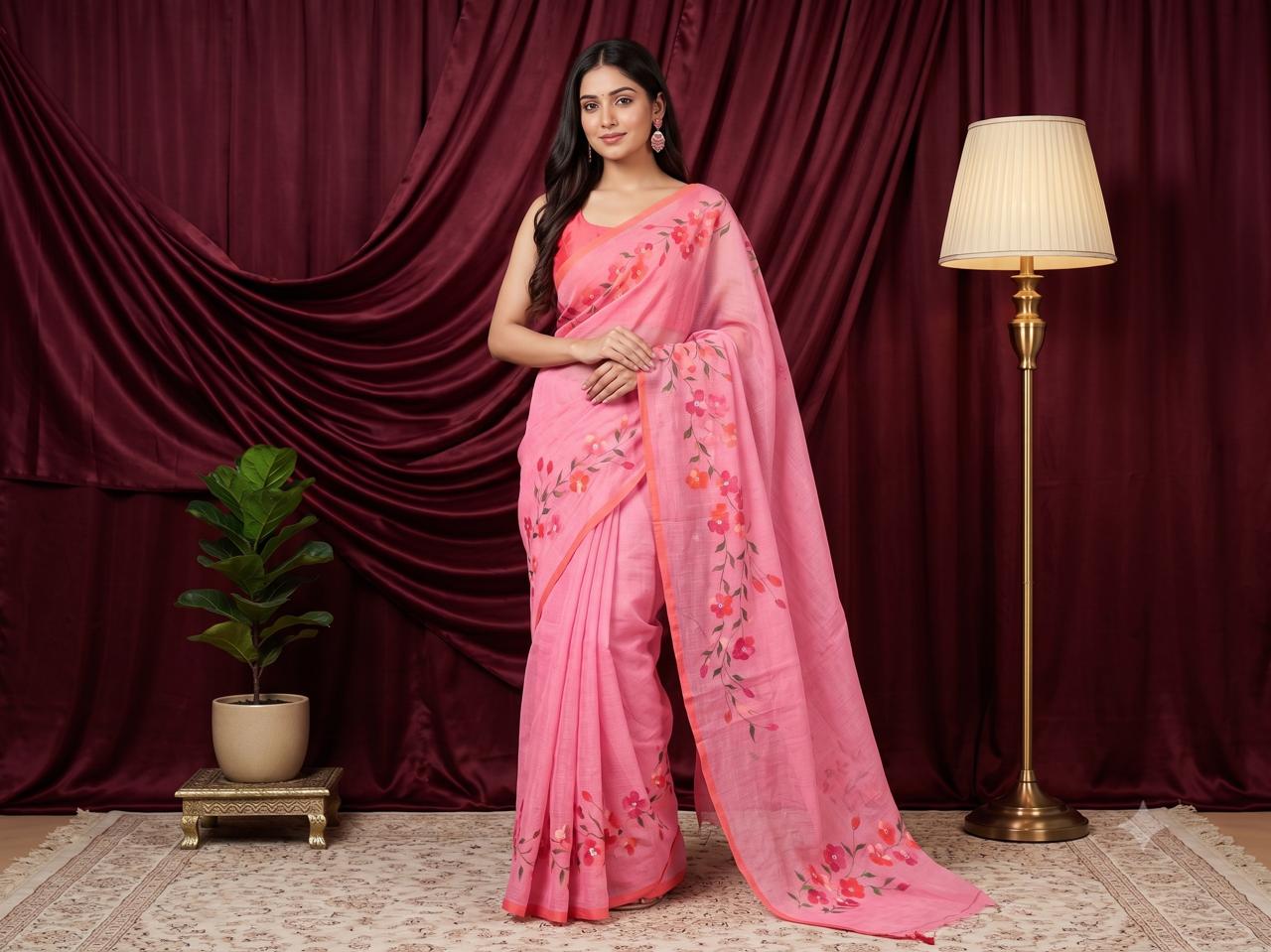 Pink Petals Elegance kota saree