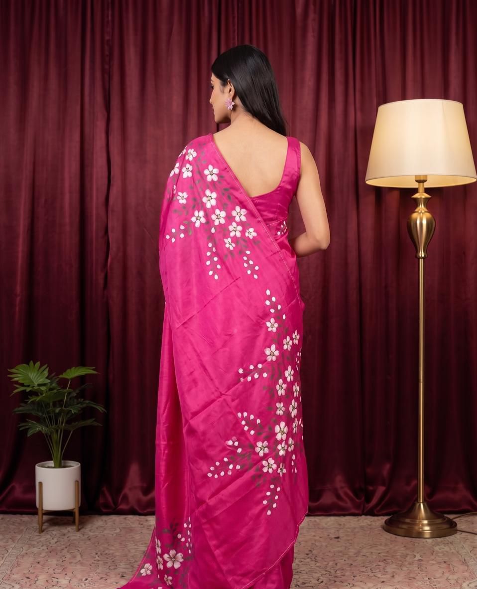 Rosy Blossom Premium Banana Silk Saree