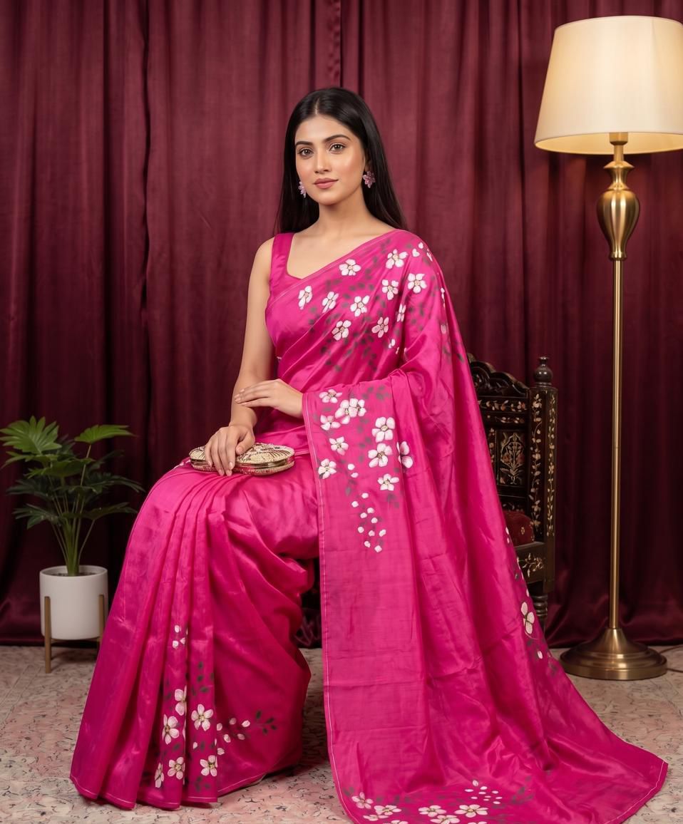 Rosy Blossom Premium Banana Silk Saree