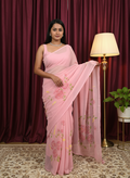 Georgette Baby Pink Saree
