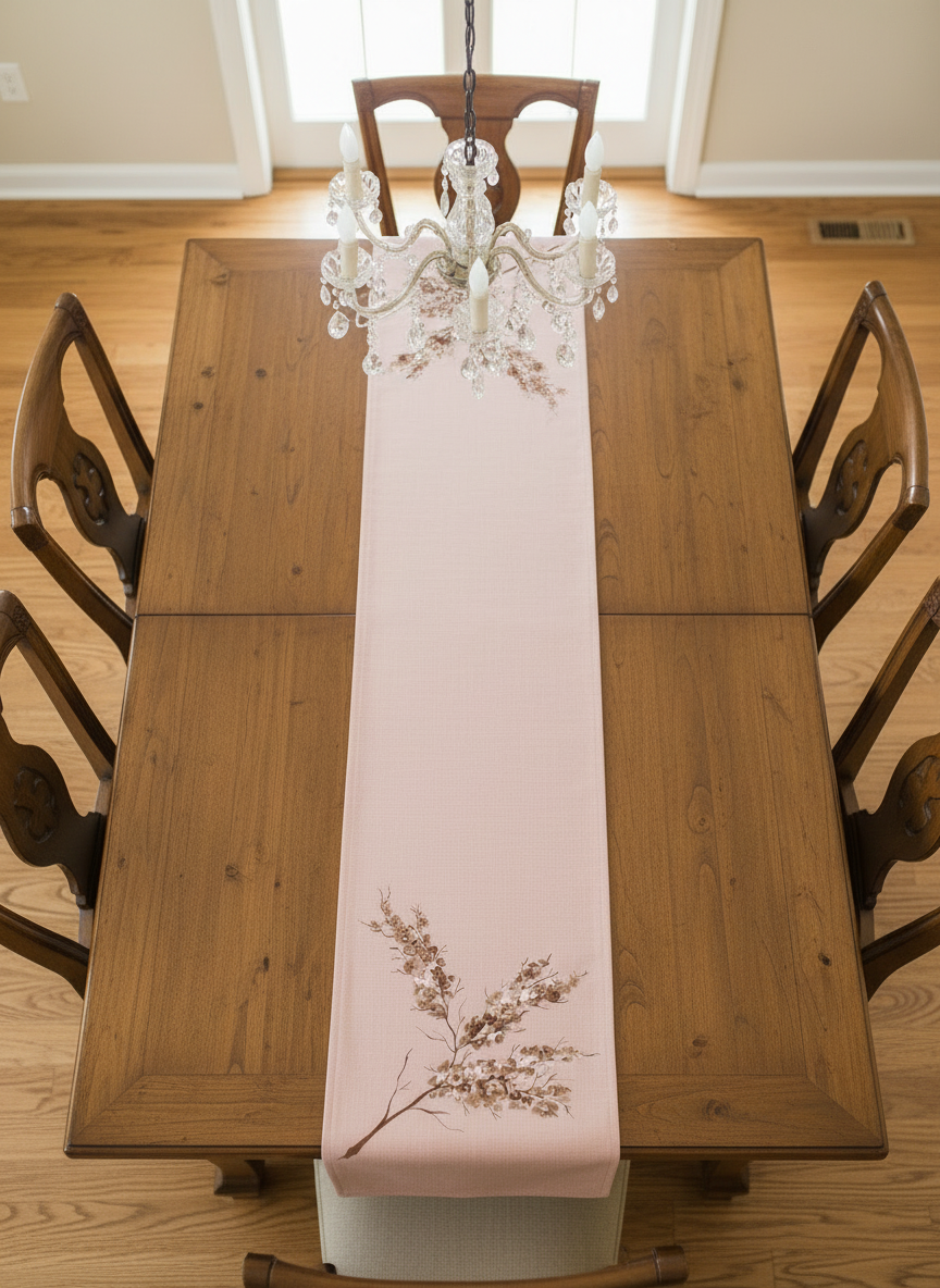Onion Pink Hand-Painted Design Table Runner