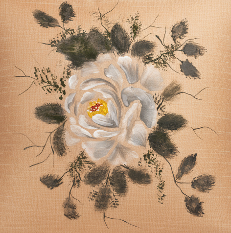 Beige Design Hand-Painted Table Runner