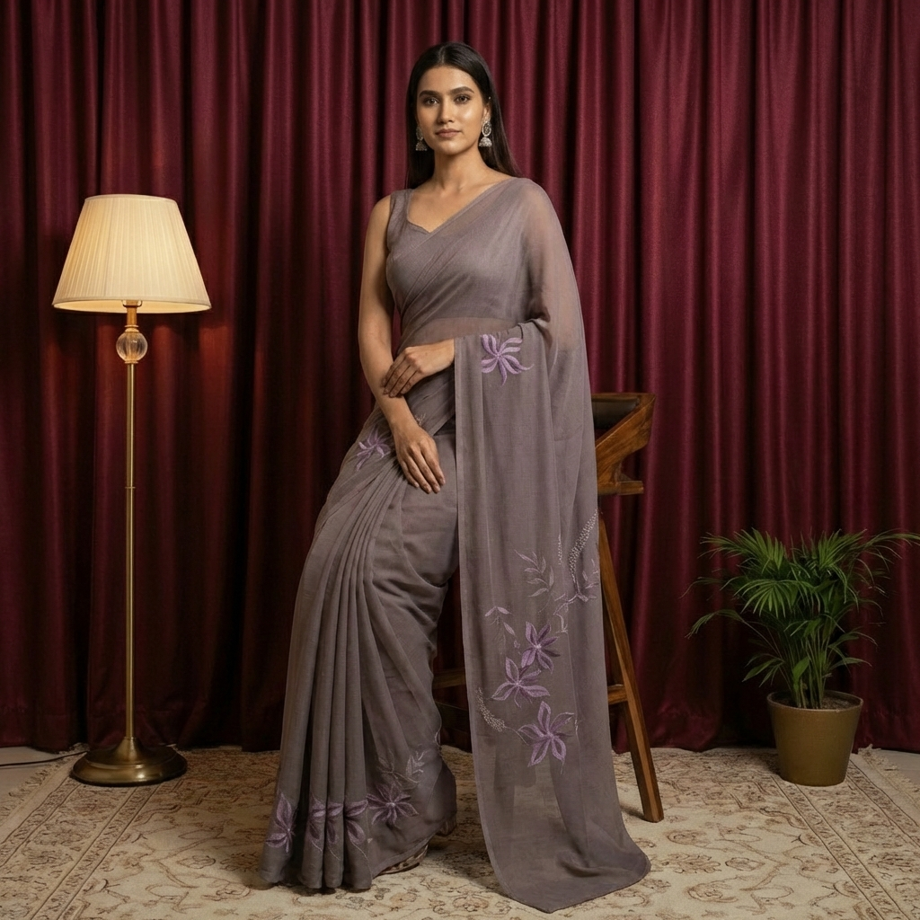 Charcoal Charm Georgette Saree