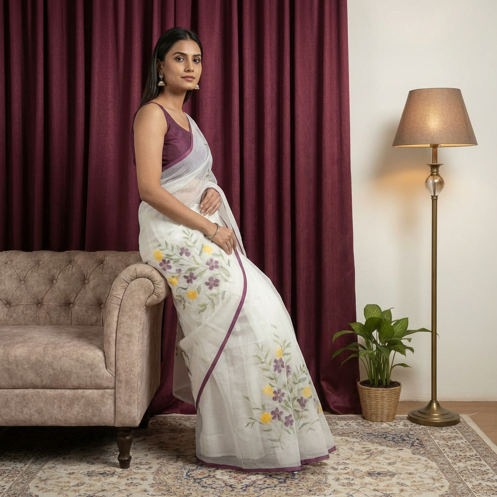 White Kota saree