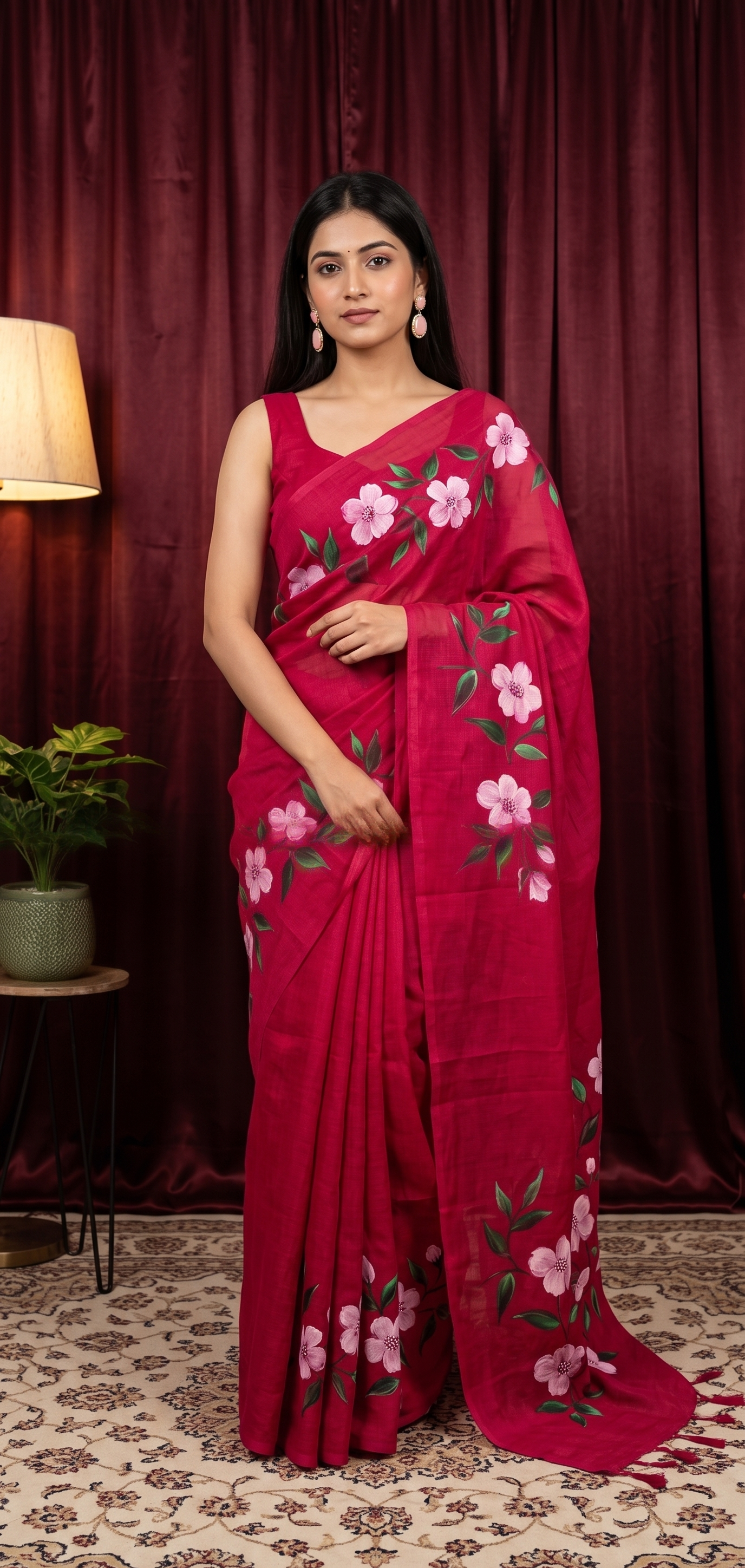 Pink Desire hand painted saree