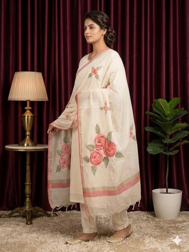 Rose Petal Cotton Dupatta