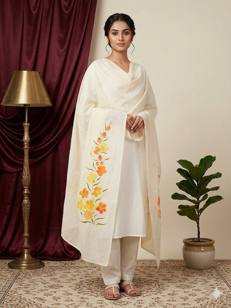 Sunny Blossom Cotton Dupatta