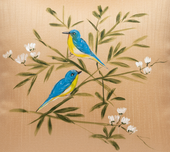 Beige Design Hand-Painted Table Runner